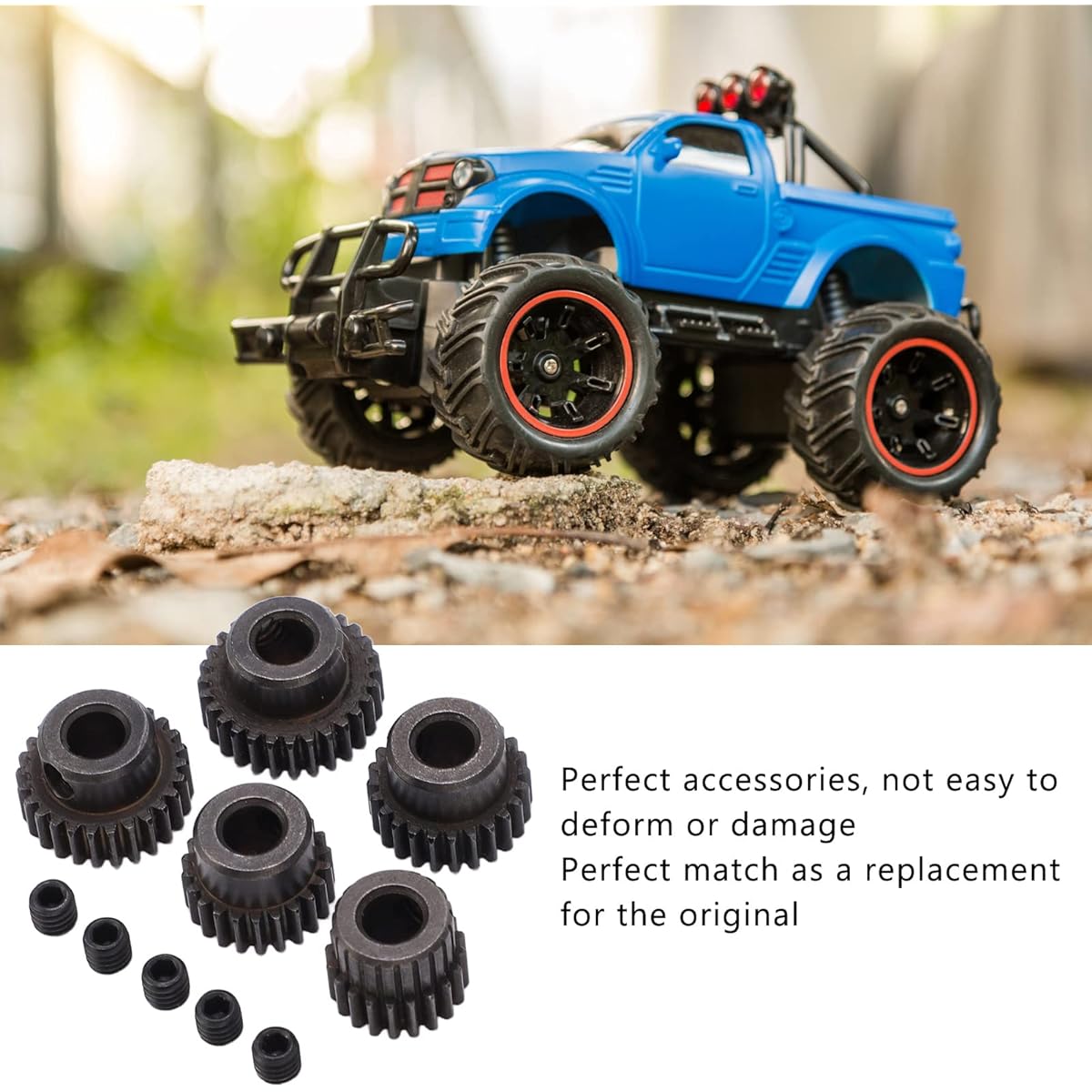 Haosie 5Pcs 48DP RC Motor Gear 5mm Shaft Hole Steel Pinion Gear Set 20T 22T 24T 26T 28T Climbing Car Gear Accessories for 1/10 RC Truck Climbing Car