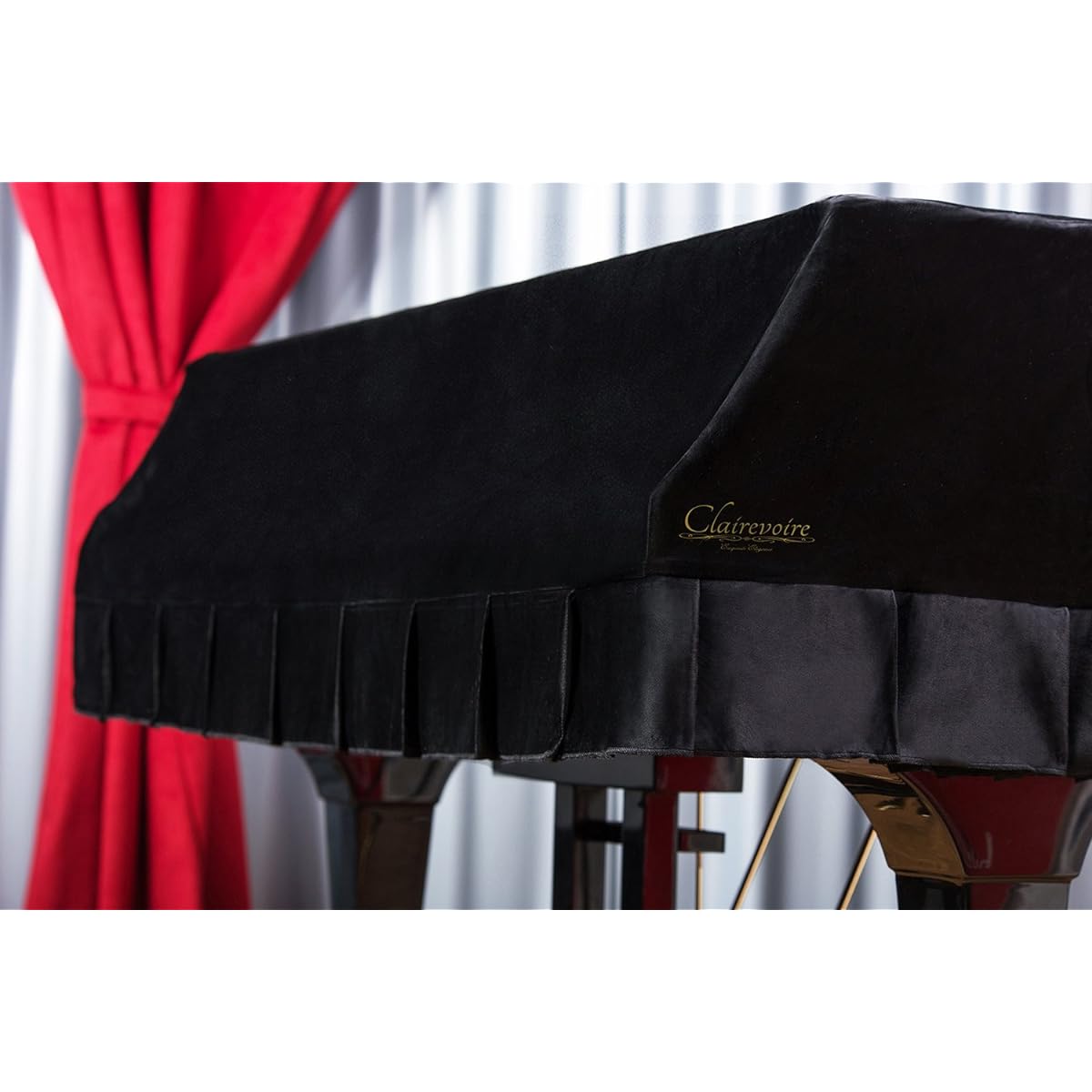 Clairevoire Grandeur: Grand Piano Cover | Premium Velvet (C2 | 174 cm, Midnight Black)