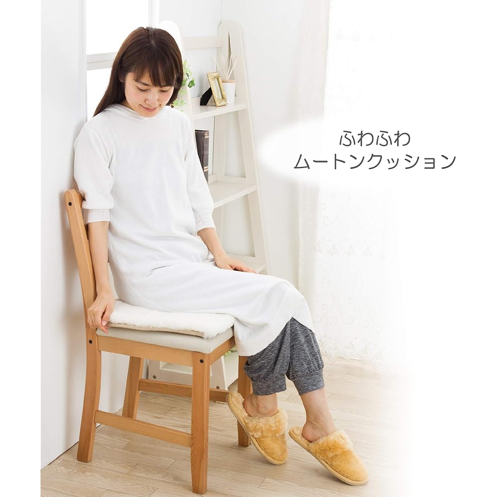 nishikawa [Nishikawa] Luxury Shearling Cushion, Compact Size, Fluffy, 100% Natural Shearling, Stuff Resistant, Stain Resistant, White IHG1009014W