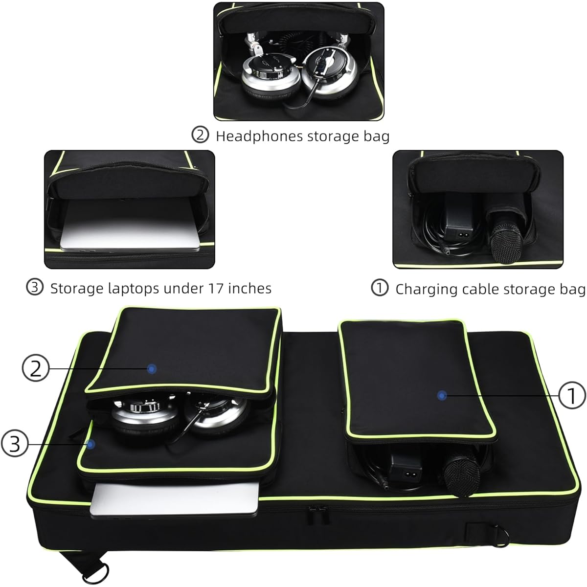 Seracle Carry Case Portable Bag Travel Case for DDJ FLX10 / DDJ 1000 / DDJ 1000SRT Portable Controller and DJ Headphones (Black)