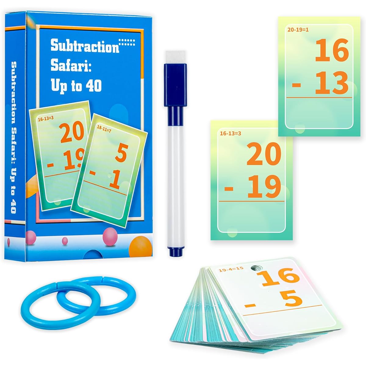 Subtraction Flash Cards Math Facts Flash Cards 1-20 Math Manipulation Games Kindergarten 1/2/3/4/5/6 Ages 4-12