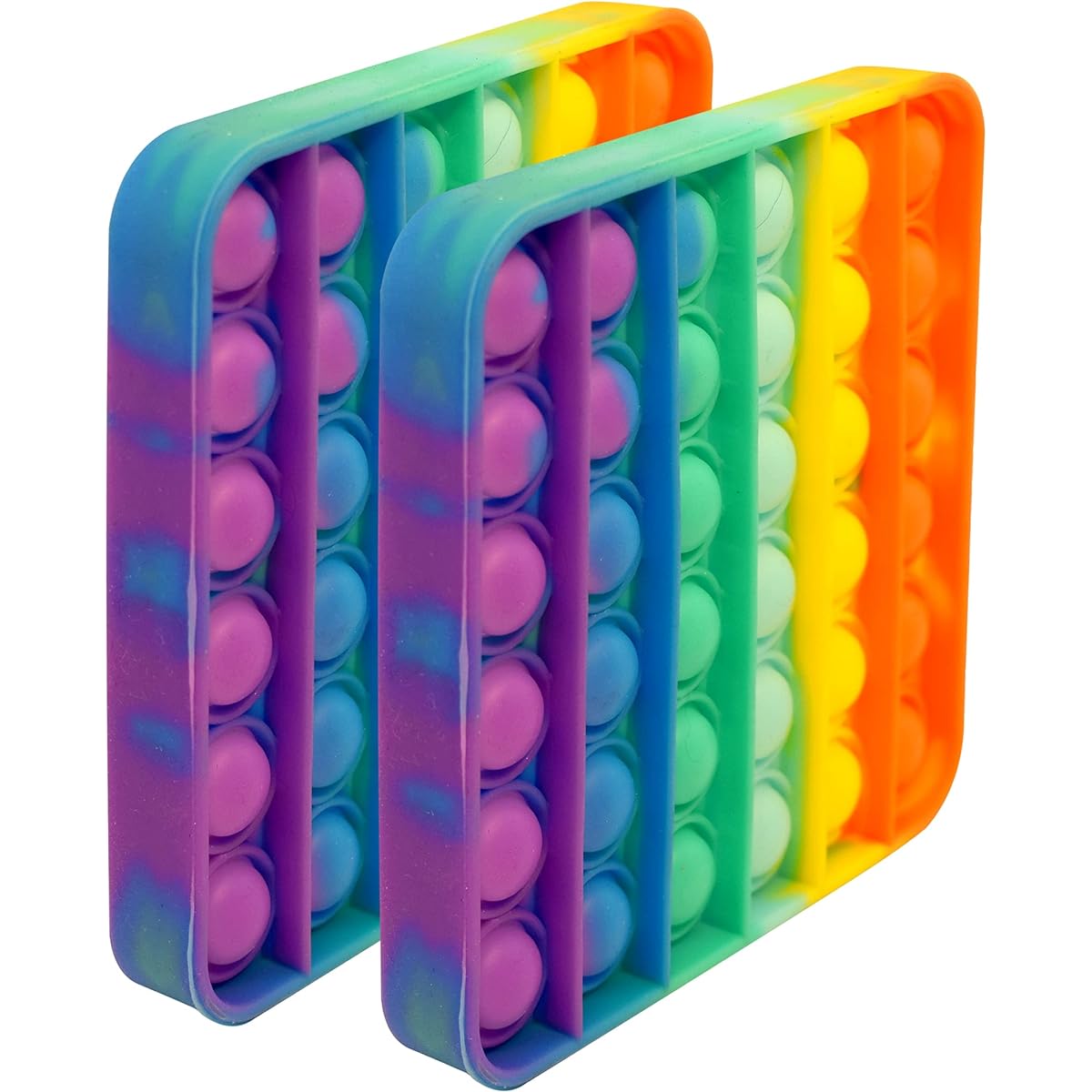 Giggle Time Bubble Push Poppers - 2 Pack - Sensory Fidget Toys - Relieve Stress and Anxiety Autism ADHD Fidget Toys for Kids and Adults Silicone Sensory Pods 4.6 x 4.6 inches Rainbow Colors