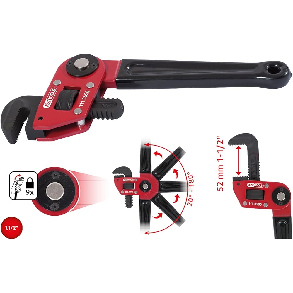 KS TOOLS Pipe Wrench 1.1/2" with adjustabe head 111.3550
