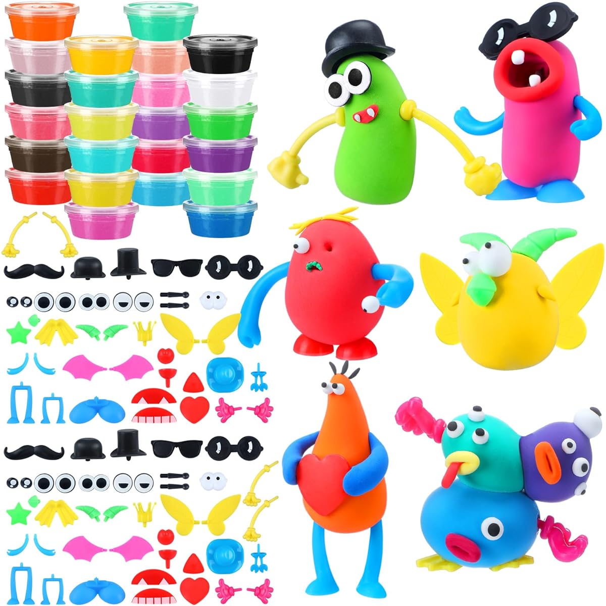 Shappy 24 Pack Magic Christmas Snowman DIY Crafts Funny Magic Snowman Craft Kit Air Dry Modeling Clay for Winter Party DIY Gifts Outdoor Indoor Holiday Decorations (Funny Magic)