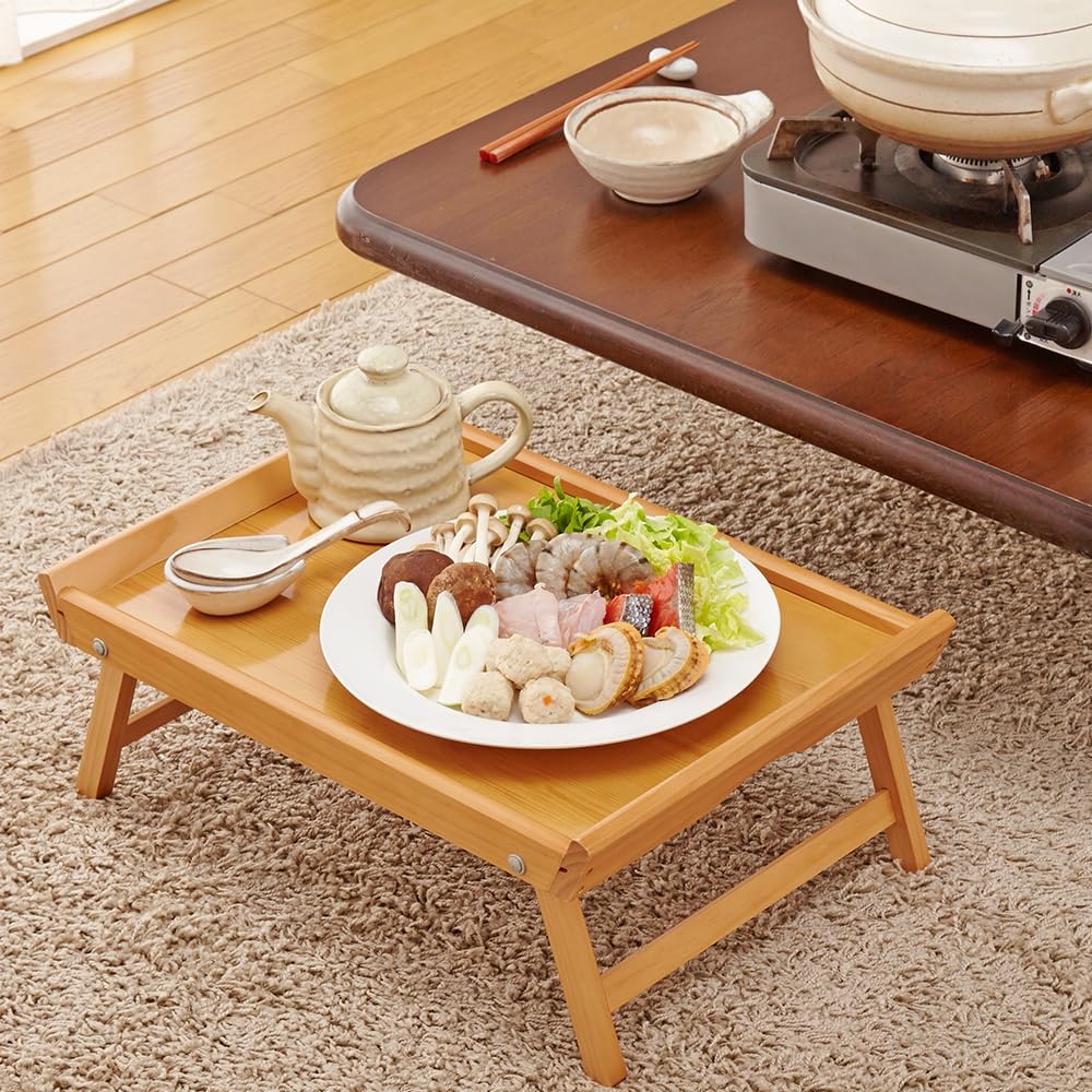 Aimedia Wooden Table Tray Folding Table Bed Tray Low Table Breakfast Tray Table Foldable Small Lightweight with Legs Outdoor Table Mini Table