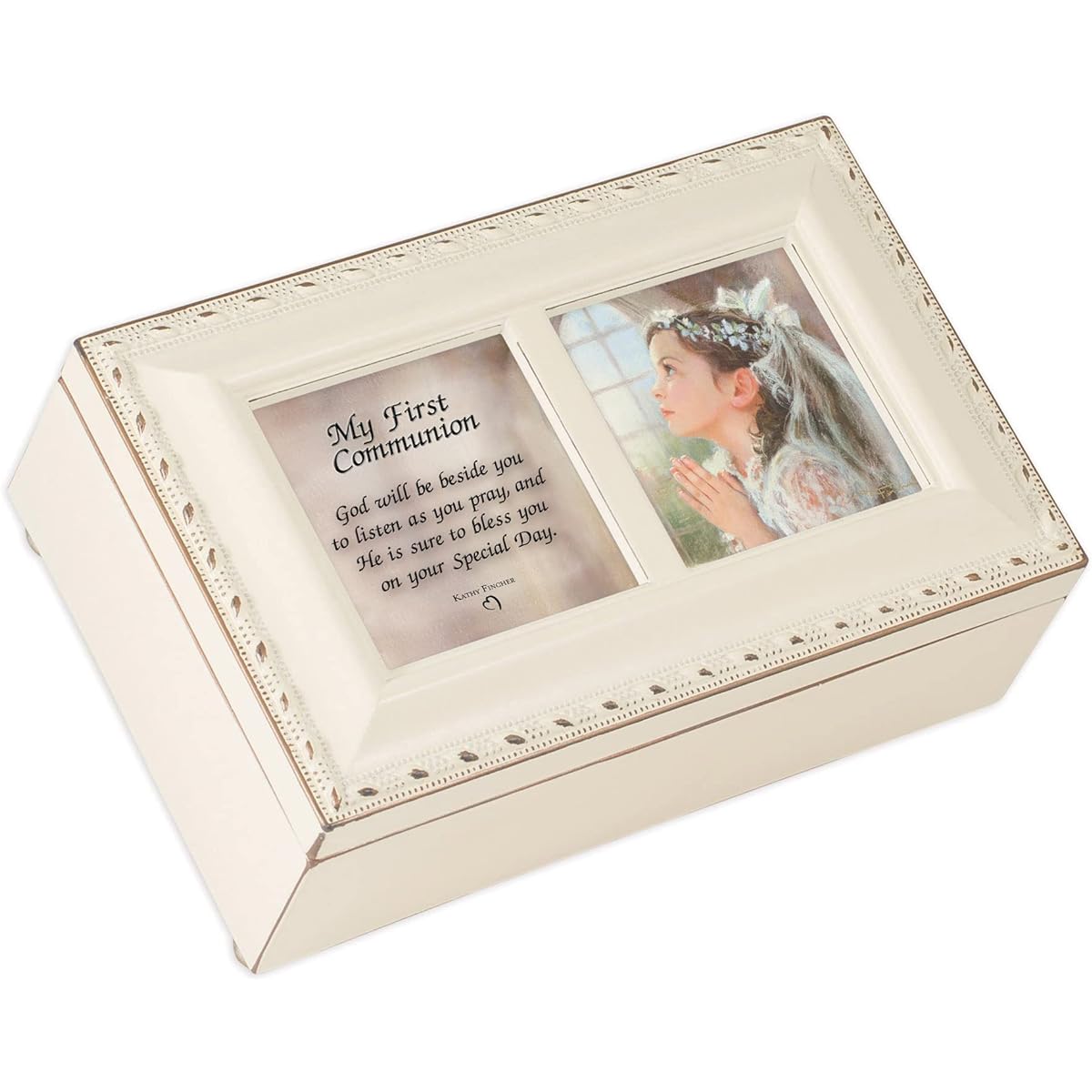 [Cottage Garden] Cottage Garden First Communion Petite Ivory Music Box Plays Ave Maria PMC8009SI [Parallel Import]