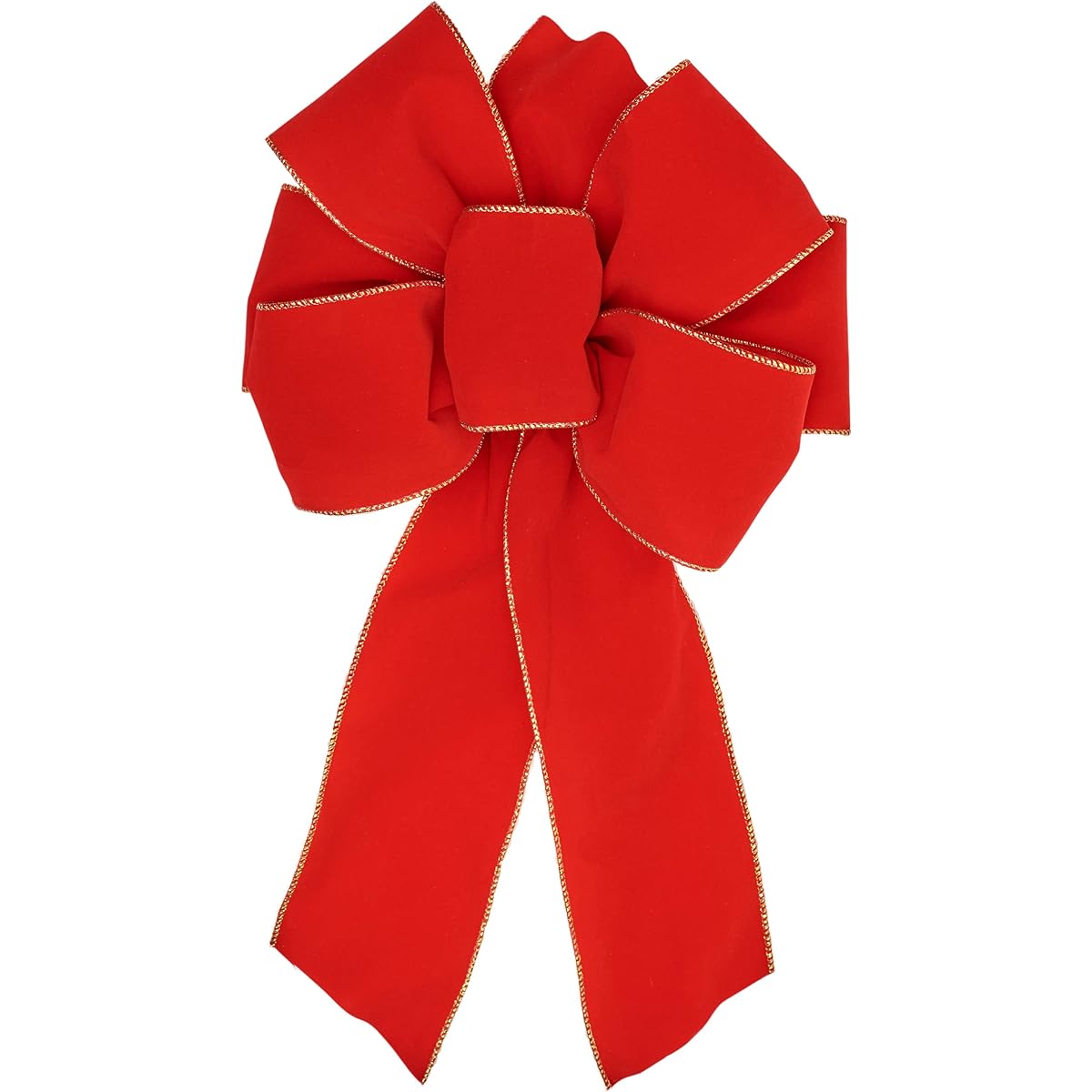 Pipila's Design 8 Pack XL Classic Christmas Ribbon 4" Wide Red Velvet Gold Wire Ribbon with 6 Loops and Centers, 11" Wide, 20" Long with 2 14" Tails