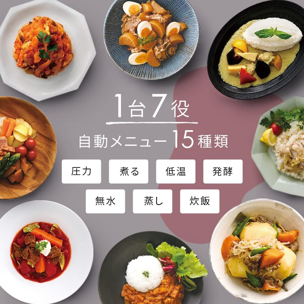 IRIS OHYAMA Electric Pressure Cooker 3L 3~4 People Easy Cooking Easy Cleaning 7 Functions in 1 Automatic Menu 15 Recipe Book Included PMPC-REMA3-H Dark Gray