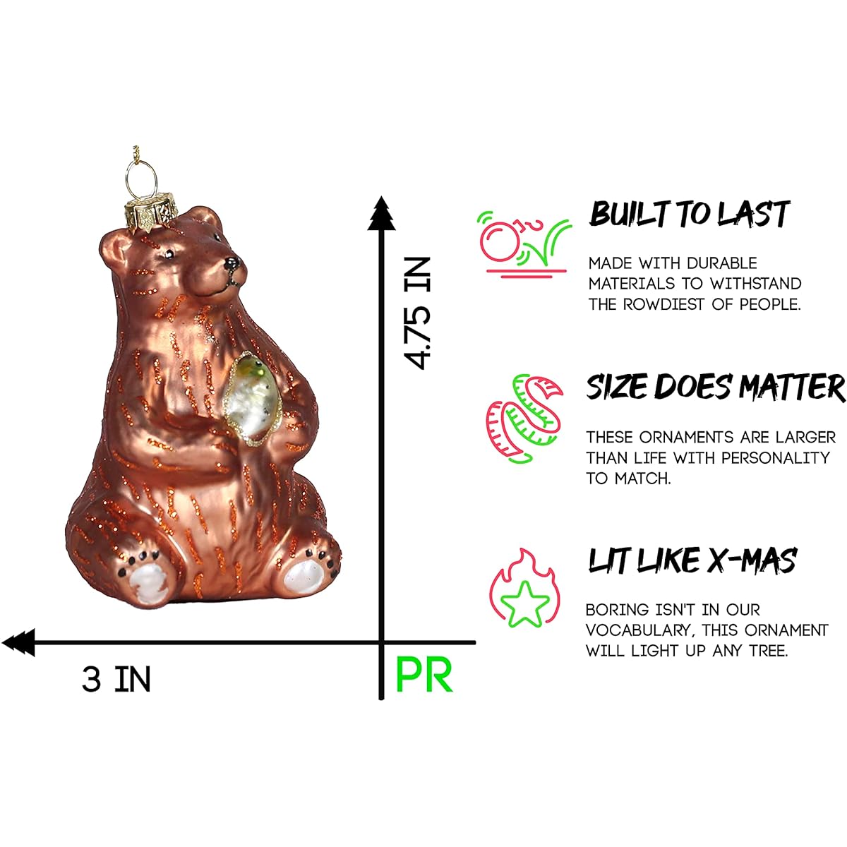 Party Rock | Fish and Bear Glass Ornaments | Animal Collection