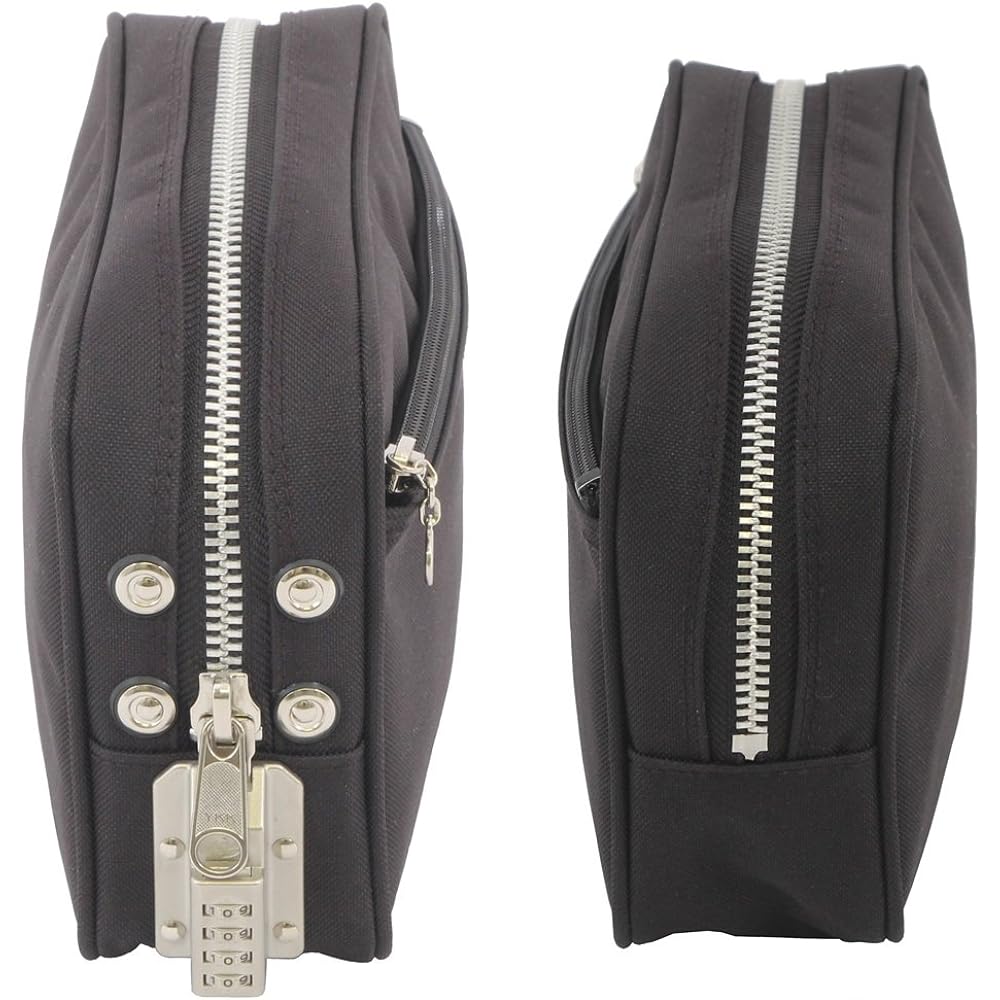 Lockable bag that does not require a key, security pouch with lock, SED-1 lock to prevent secret thieves, cash passport storage, SED13063 (black)