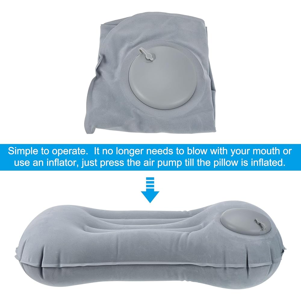PATIKIL Camping Pillow 2 Pack Portable Camping Beach Pillow Ultralight Inflatable Travel Airplane Pillow Neck Lumbar Support for Hiking Backpacking Gray
