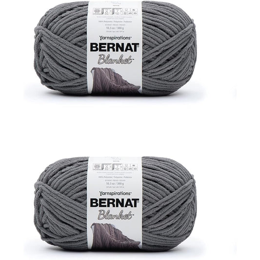 Bernat Blanket Dark Gray Yarn - 2 Pack of 300g/10.5oz - Polyester - 6 Super Bulky - 220 Yards - Knitting/Crochet