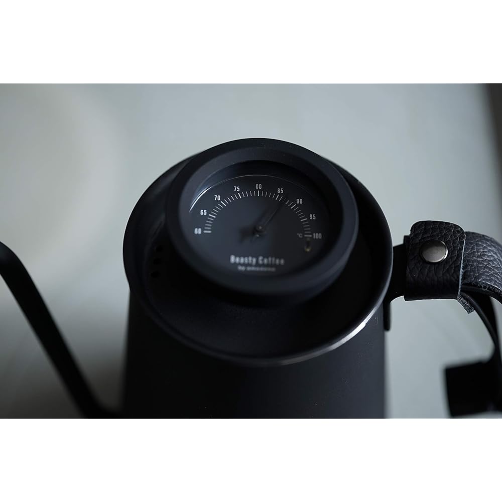Coffee Kettle Matte Black & Leather Cover (Coffee Kettle Matte Black with dedicated leather cover) [Niigata/Tsubame-Sanjo] [Beasty Coffee] A dedicated leather cover for the kettle and kettle handle, with a focus on spout thickness and tip shape that are
