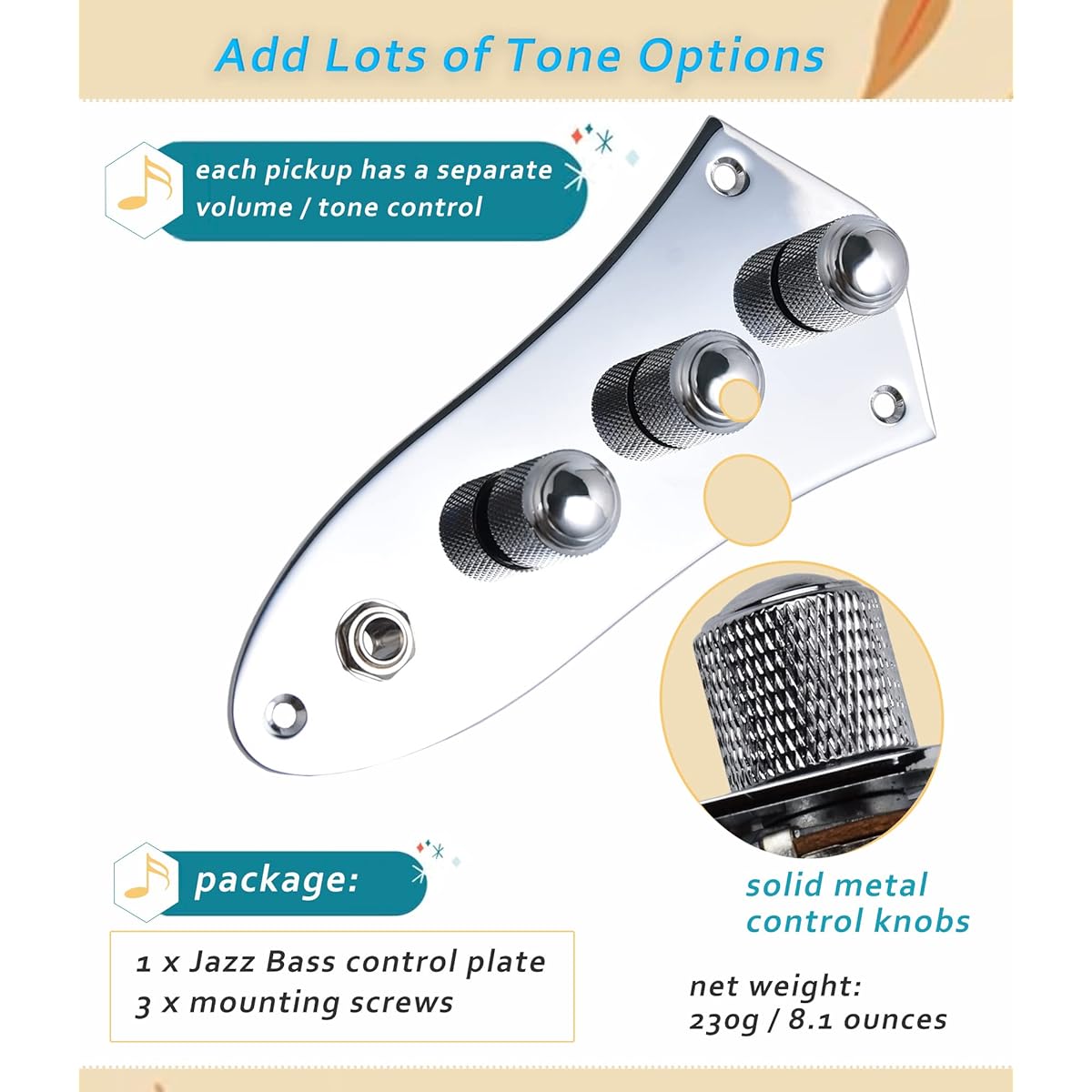 LAMSAM Jazz Bass Control Plate