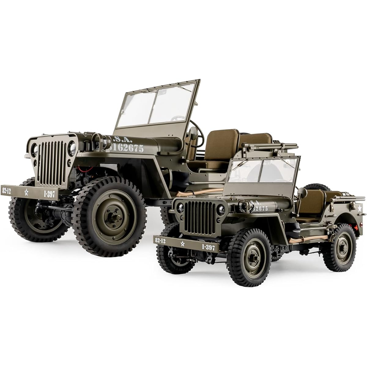 WOWRC RocHobby 1/6 1941 MB Scaler RC Car 4x4 Hobby Grade RC Car Mini RC Rock Crawler Military, 2.4Ghz RC Truck with 550 Brushed Motor, LED Lights for Adults, No Battery and Charger