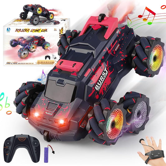 FUUY RC Car for Boys Toy Car with Swing Arm 360° Rotation Remote Control Car for Boys 8-12 Sideward 6-Mecanum Wheel RC Stunt Car Double Sided Outdoor Toy Car for Kids with Music Gift 4 5 6 7