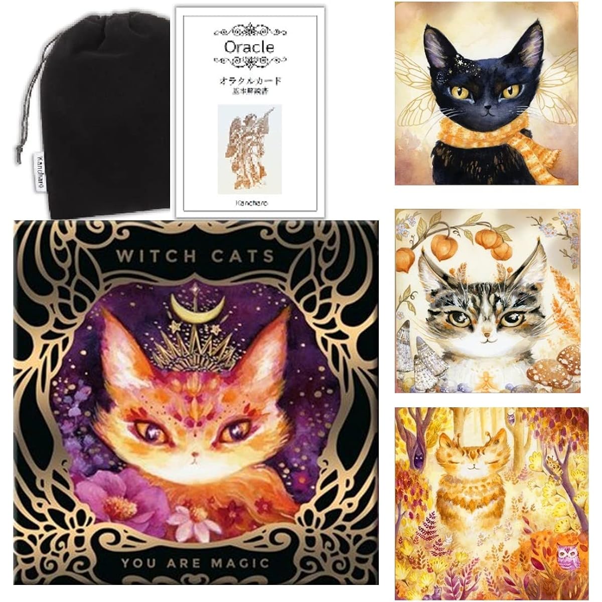 Kancharo Oracle Cards 60 Pieces Tarot Fortune Telling [Witch Cats Oracle (Nicole Peer) Witch Cats Oracle Deck] Japanese oracle card basic instructions & pouch included (genuine product)