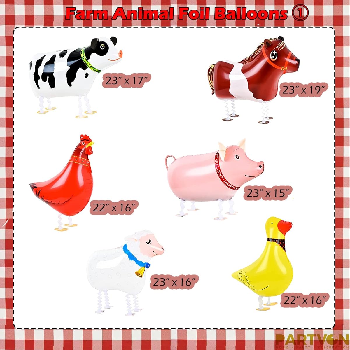 12pcs Farm Animal Balloons Animal Balloons Party Balloons Duck Rooster Pig Sheep Horse Cow Donkey Tractor Barn Shaped Foil Balloons Animal Party Cow Farm Barn Theme Birthday Baby Shower Party Decorations