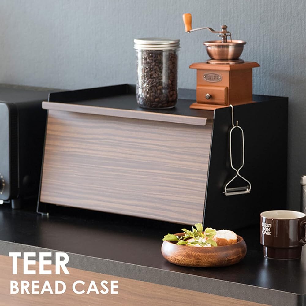 Miyatake Manufacturing Bread Case Natural Width 39 x Depth 27 x Height 23cm TEER Wood Grain Steel BC-1900M