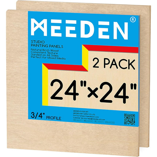 MEEDEN Unfinished Wood Canvas Boards: 3/4" Deep 24x24" Wood Canvas Panels 2 Pack - Blank Cradle Wood Art Boards for Painting