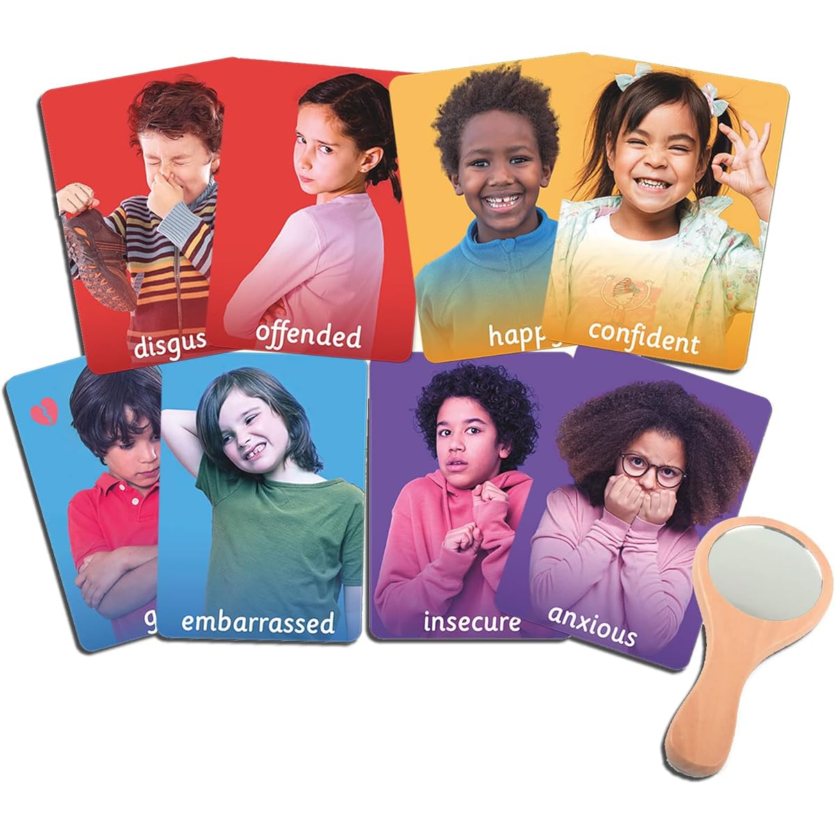 MEROCO Feelings Emotions Therapy Cards for Kids, Realistic Picture Cards, Speech Therapy Mirror, Aba Therapy Materials, Autism, Social Emotional Learning Materials
