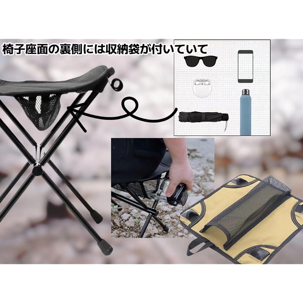 Outdoor Chair, Folding Chair, Integrated Storage Bag with Zipper, Camping Chair, 3-Way Use, Compact, Ultra Lightweight, Load Capacity 100kg, Aluminum, Portable, Convenient BBQ, Bonfire, Fishing, Mountain Climbing (Brown)