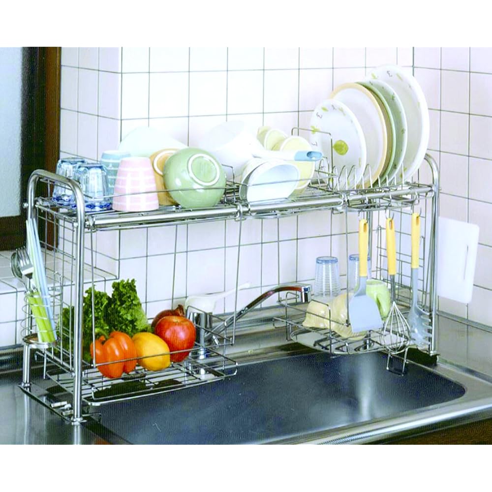 Sugiyama Metal Storage Rack, Kitchen, 3 Tiers, Stainless Steel, Made in Japan, Seasonings, Effective Utilization of Free Space, Can be Fixed, Stable, Lower Tier Option Included, KS-2713