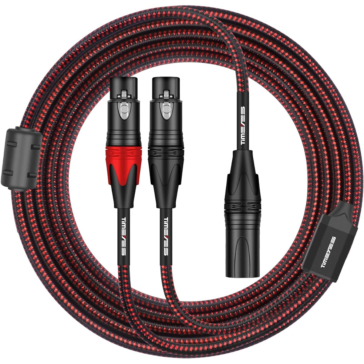 TIMEYES XLR Y Splitter Audio Cable - 1 XLR Male to 2 XLR Female Balanced Mic Patch Cable - 3ft Dual XLR Female to XLR Male Bidirectional Adapter Mic Cord - XLR to 2 XLR M-F Y Cable - 1m