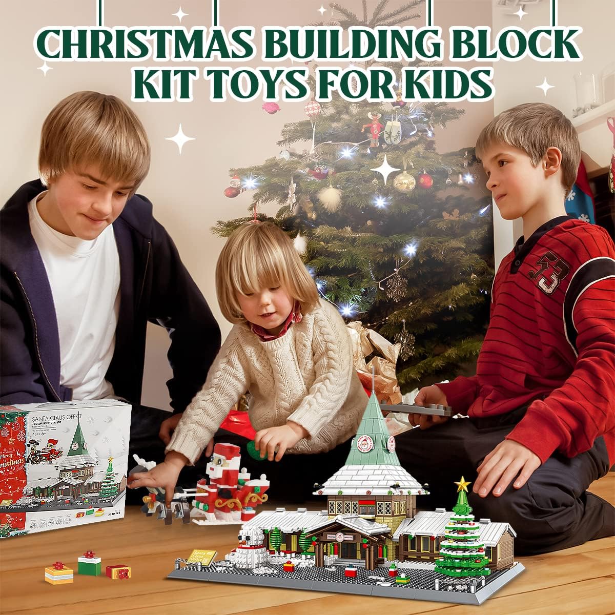 EREBJENH Christmas Building Blocks Set Santa Claus Office Engineering Toys Building Toys Model Sets and Construction Toys Ages 8+ Gifts for Boys or Girls/Adult Collection Lovers
