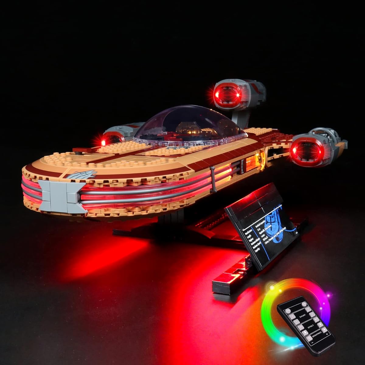 Lukes Landspeeder Lighting Kit for Lego (Lights Only, No Lego) BrickBling LED Light Set for Lego 75341 - Remote Control Version