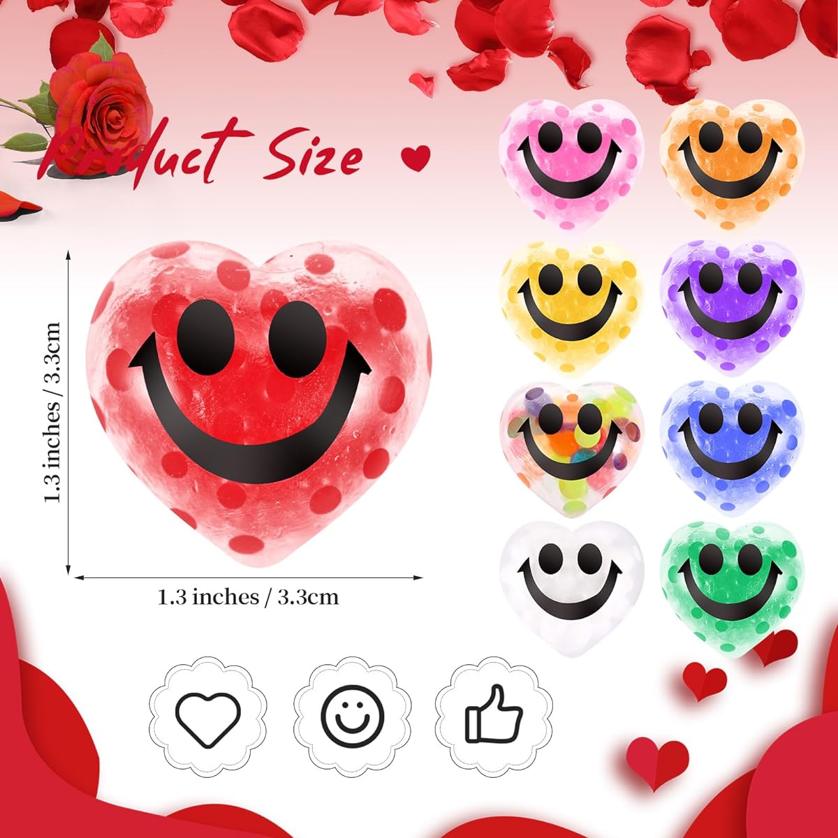 Shappy 100pcs Valentine Stress Ball Toys Anxiety Relief Heart Stress Balls Mini Stress Toys Fidget Squishy Balls Valentine Party Favors for Boys Girls School Classroom Exchange Gifts (Bright Colors)