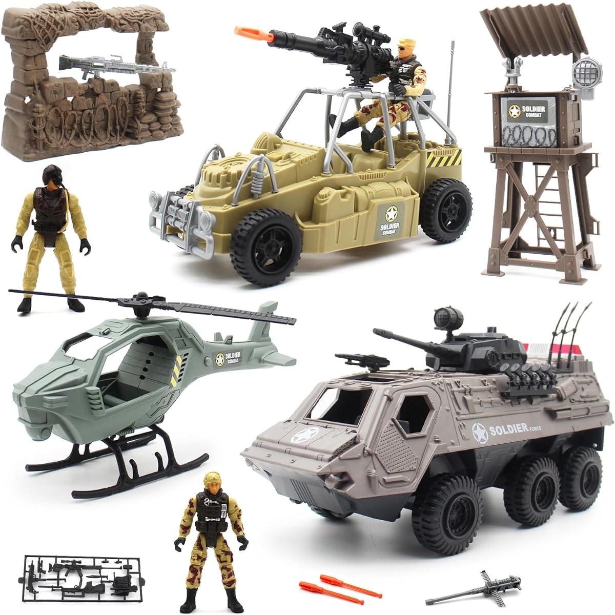 Dollox Military Vehicle Toy Set Army Playset Amazing Amry Toys 3 4 5 Boys Kids