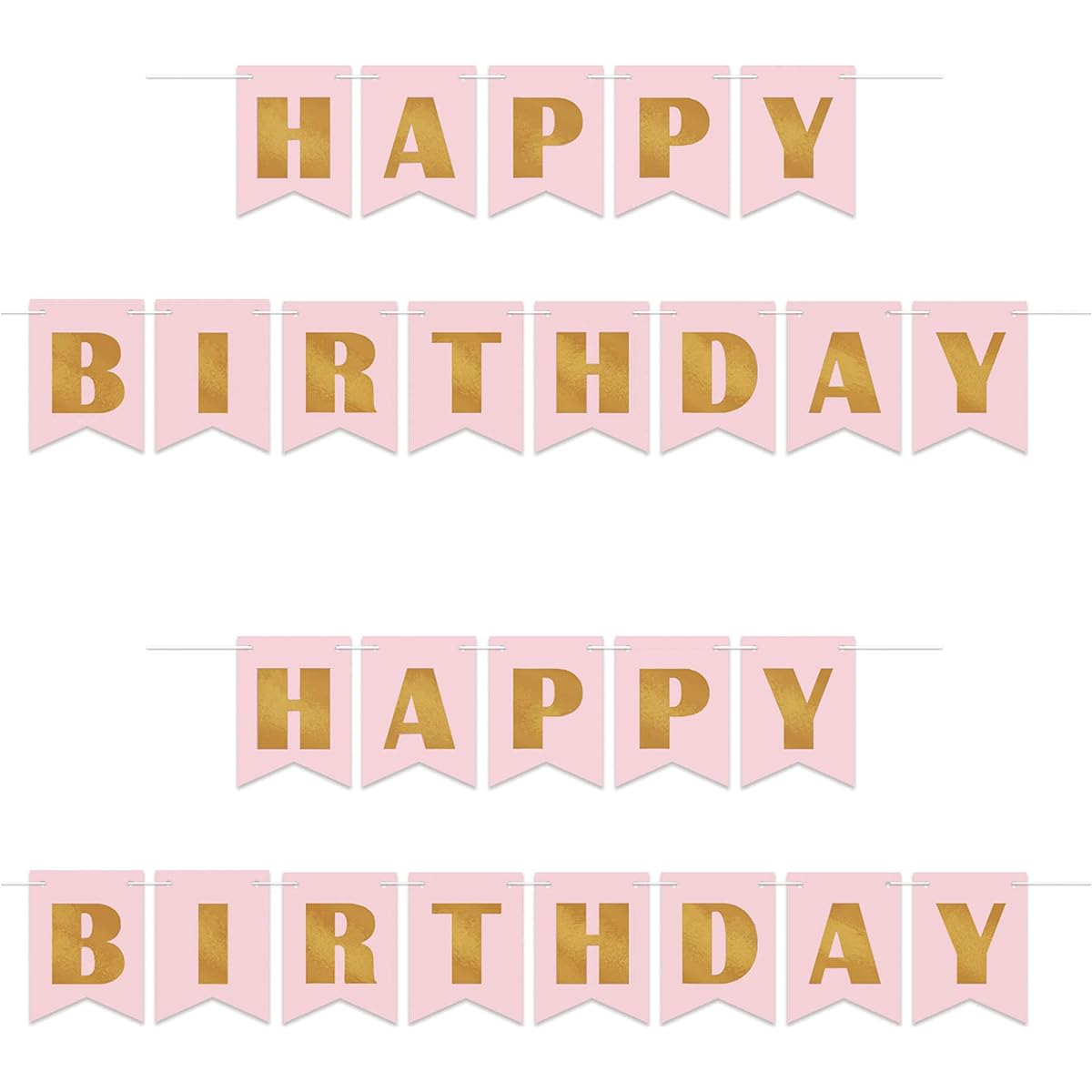 Beistle 59992 2 Foil Happy Birthday Streamers, 6" x 12", Pink/Gold
