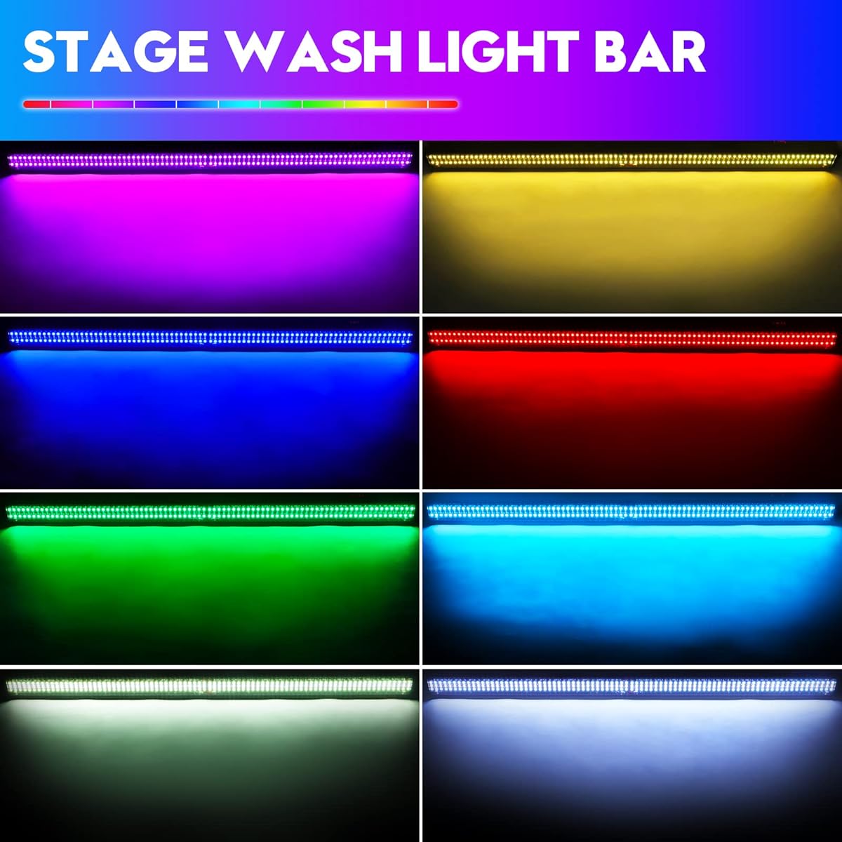Stage Light Bar 336 LEDs 80W RGBW DJ Light Bar Wash Light Wall Washer Strip DMX Control DJ Stage Lighting for Indoor Disco Party Church Birthday Bar Wedding