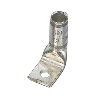 Panduit Domestic Genuine Copper Compression Terminal, 1 Hole, Standard Barrel with Hole for Confirming Wire Insertion, Stranded Wire AWG4 – AWG3, Solid Wire AWG2, Barrel Angle 90°, 50 Pieces LCA4-38F-L