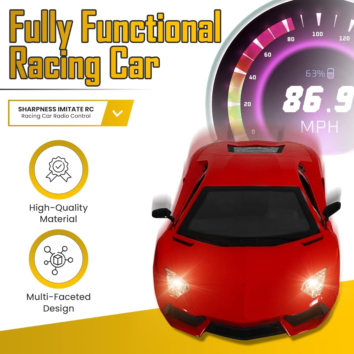 Sharpness High Speed Remote Control Car Toys for Boys and Girls RC Racing Car Radio Control Speed Sports Car 1:12 Scale