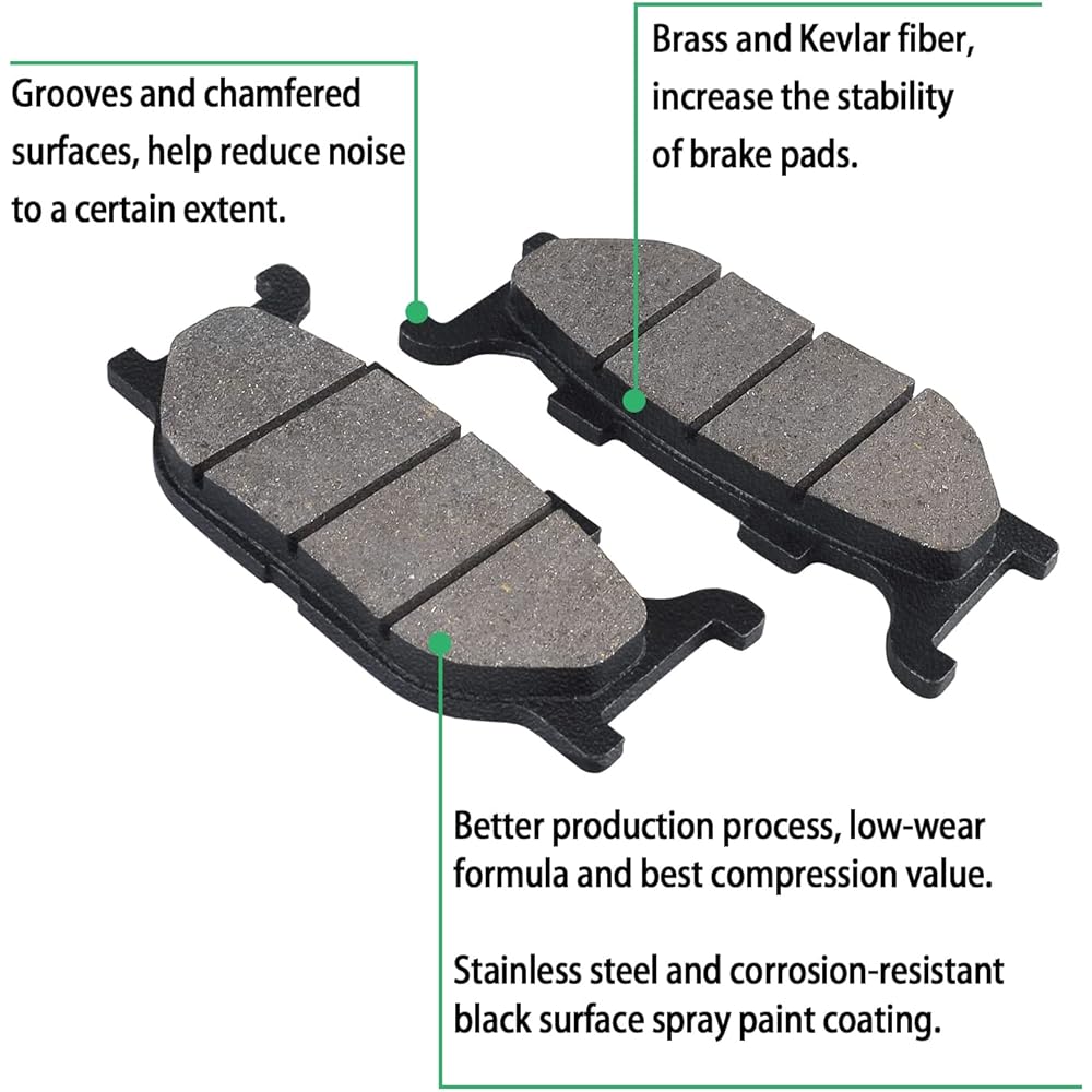 LOCOPOW Brake Pads for Yamaha Vstar 1100 Classic Midnight Custom Silverado XVS1100 1999 2000 2001 2002 2003 2004 2005 2006 2007 2008 2009
