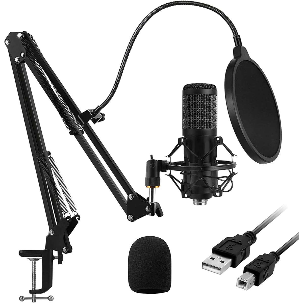 FEUR USB Microphone 192KHZ/24-Bit Plug and Play PC Computer Podcast Condenser Cardioid Metal Microphone Kit with Professional Sound Chipset for Recording/Gaming/Singing/YouTube (FU-CM34USB)