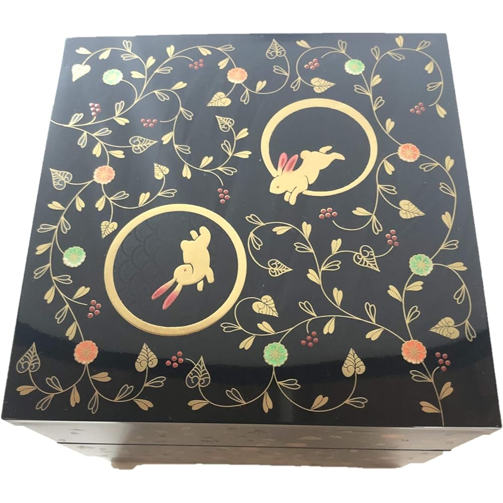 Rabbit arabesque 6.5 three-tier heavy Kurouchi vermilion 8R-314