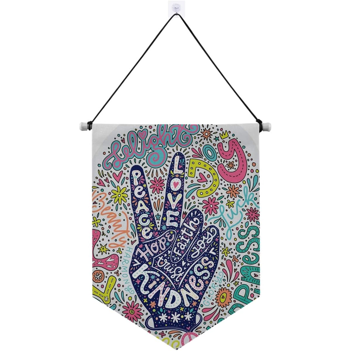 ALAZA Door Decorations Floral Peace Gesture Banner Sign Door Hanging Wall Decor 13 x 17 Inch