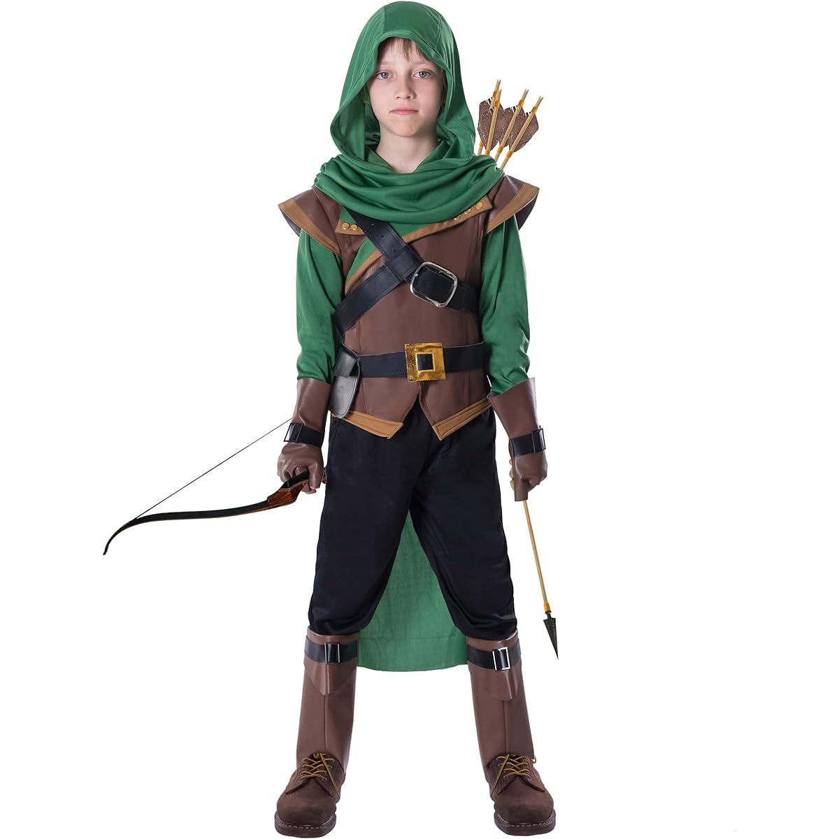 Renaissance Robin Hood Deluxe Kids Costume Set for Halloween Dress Up Party