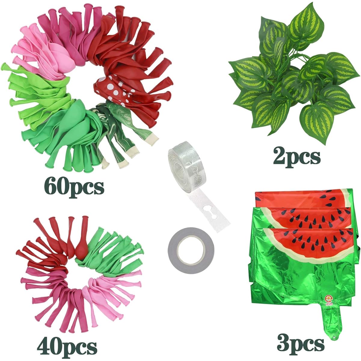 Tuoyi Summer Party Watermelon Balloons Party Decorations Kit 107pcs Balloon Garland Arch Set for Birthday Party, Baby Shower, Back to School Party, Summer Holiday Party
