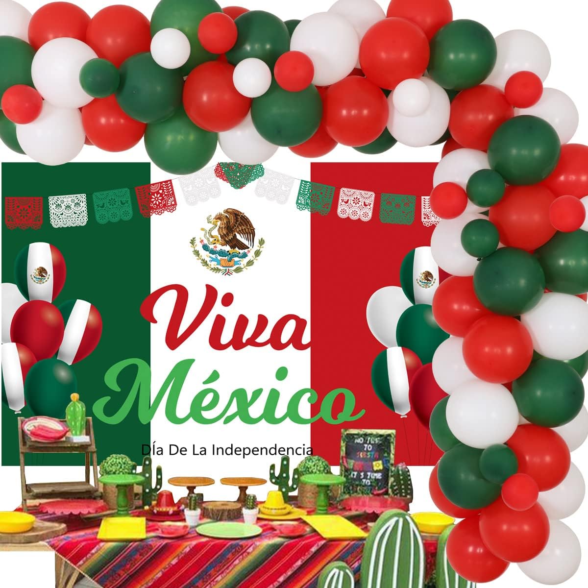 Viva Mexico Decor, Mexican Independence Day Decorations - Viva Mexico Balloon Garland Arch Kit Viva Mexico Backdrop, Dia De La Independencia Mexicana