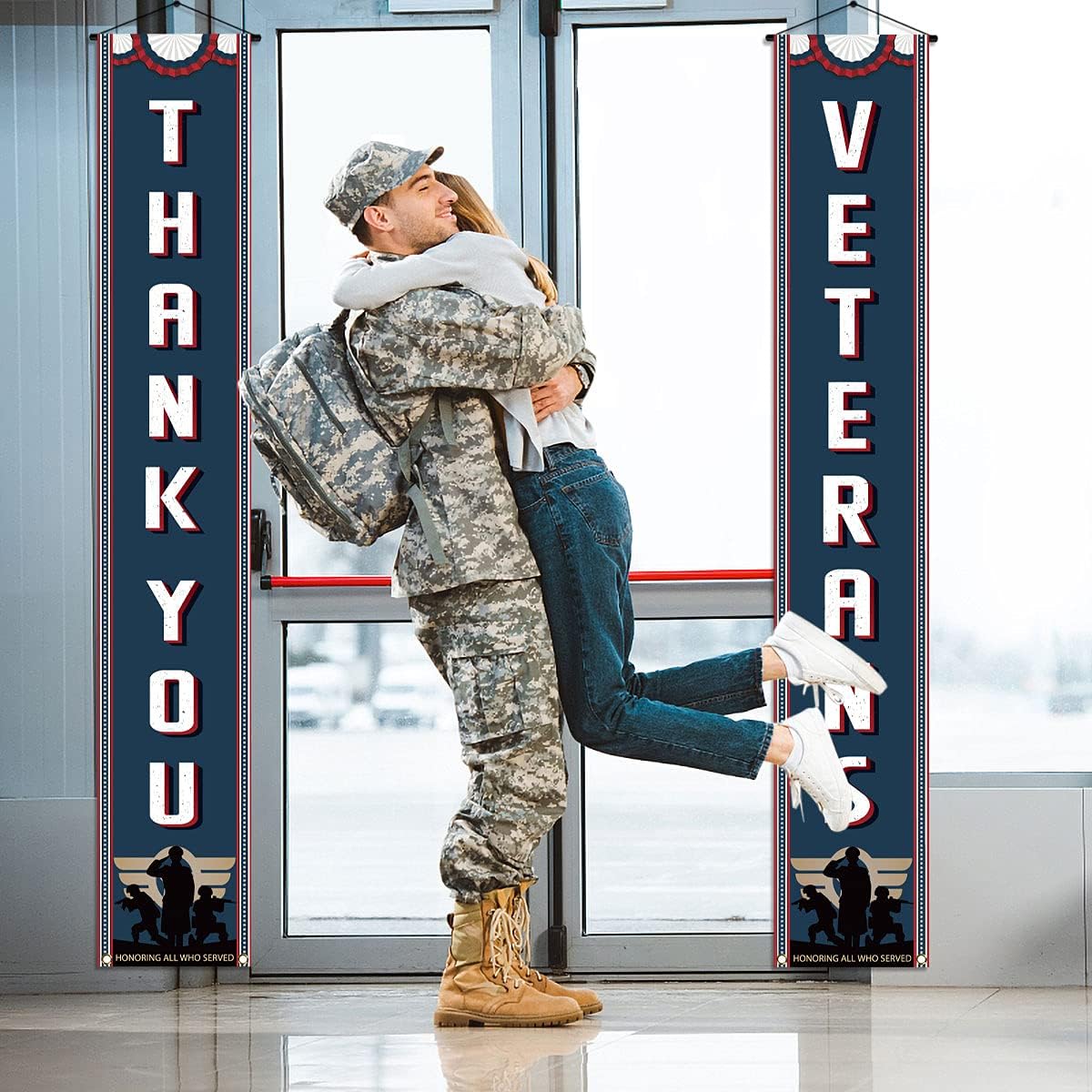 Thank You Veterans Porch Banner Memorial Day Veterans Day Honor All Those Who Remain in Service Party Front Door Mantle Decorations