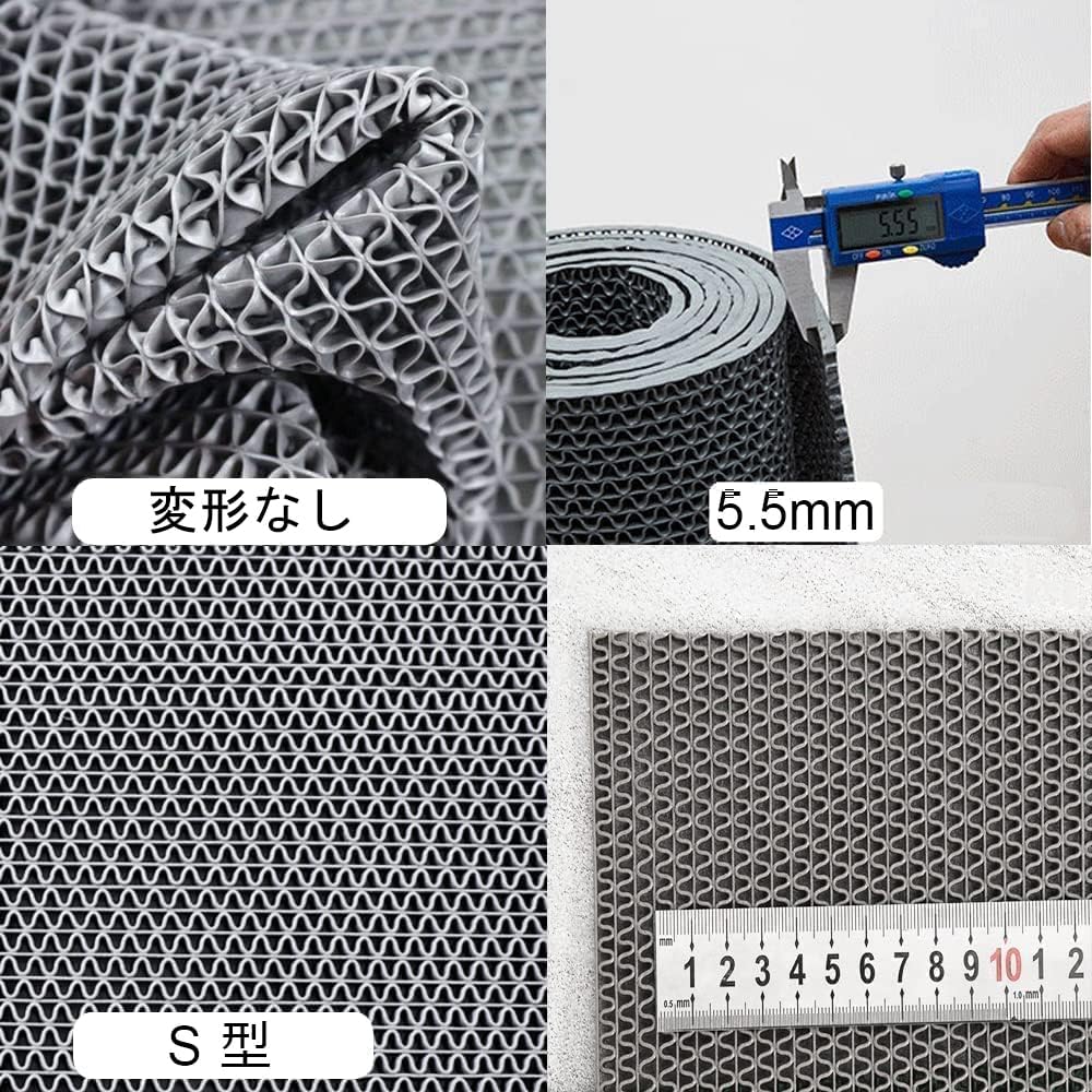 uyoyous Commercial Anti-Slip Mat Entrance Mat Bath Bath Mat 90cm x 3m PVC Thickness 5.5mm Drainer Fall Prevention Outdoor Indoor Aisle Corridor Pool Bathroom Balcony Hospital Parking Balcony (Gray)