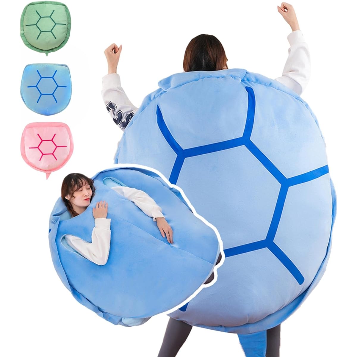 hell Cushion Kigurumi Plush Toy Extra Large Size Wearable Cushion Body Pillow Turtle Plush Cushion Cushion Chair Spoil People Body Fitting Sofa Animal Costume Fancy Dress Green Backrest Cushion Halloween 60-160cm Cosplay For Kids and Adults (Blue, 160cm)