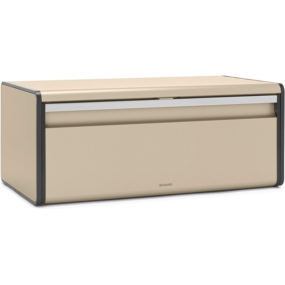 Brabantia Bread Bin Fall Front Bread, Seasoning, Snack Storage Made in Belgium Champagne 304743 Size: Width 46 x Depth 25 x Height 19cm