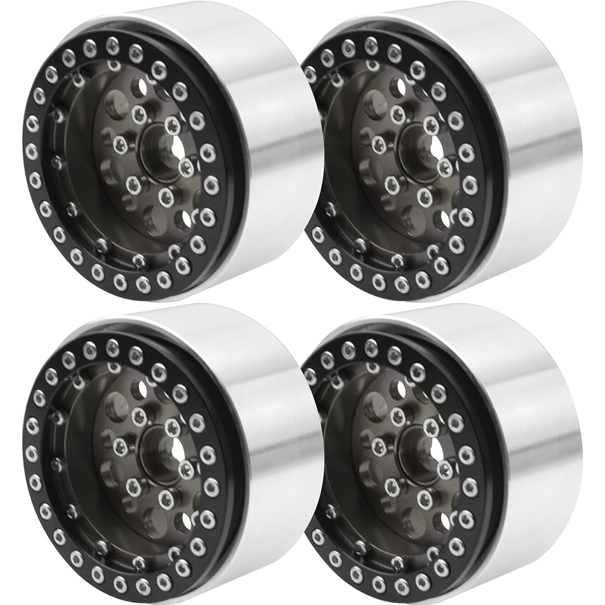 ShareGoo Aluminum Alloy 1.9" Beadlock Wheel Rim Hub Compatible with Traxxas TRX4 Axial SCX10 RCAWD D90 D110 Tamiya CC01 1/10 RC Crawler Car (Titanium)