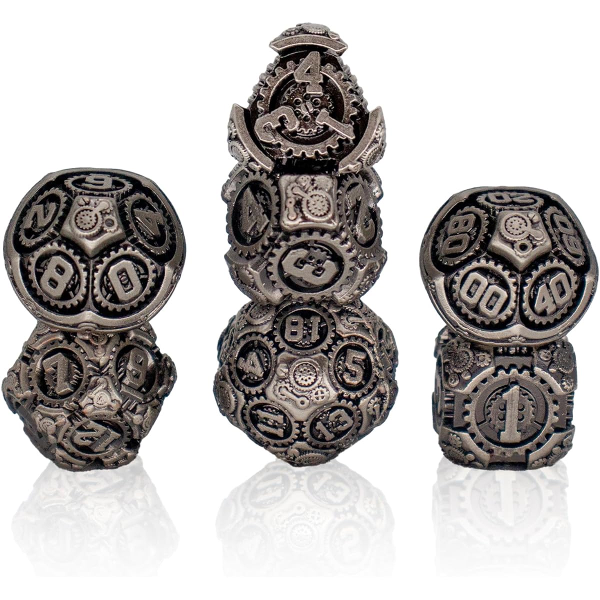 DND Metal Dice Mechanical Gear Design DND Dice Set 7 Piece Dungeons and Dragons Dice Set Role Playing Game (RPG) MTG Pathfinder Table Game Board Game