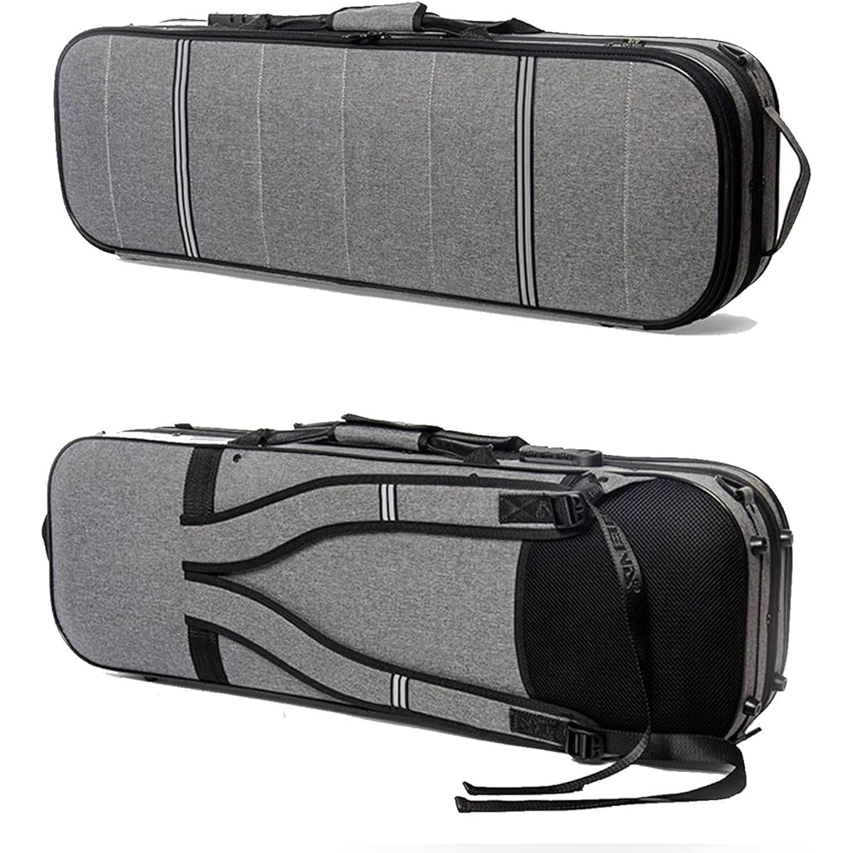 Violin Case, 4/4 Full Size Violin Hard Case, Portable Lightweight Violin Case Backpack, Violin Backpack with Hygrometer, Carry Strap, Leather Handle, Canvas Violin Backpack, Protective 4/4 Violin Case, Grey